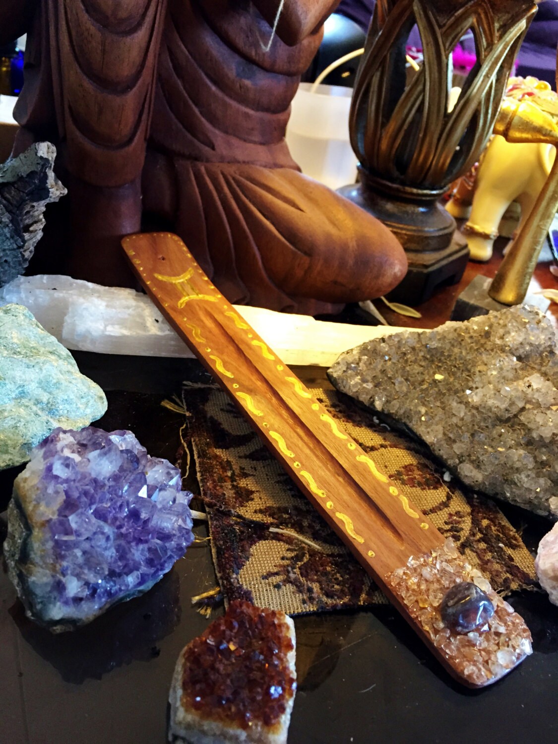 Gemini Crystal Incense Burner Meditation Tools Hand by LucidNoctum