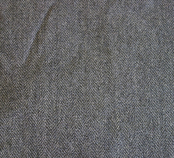 SALE BTY Grey Medium Weight Wool Herringbone Fabric Grey