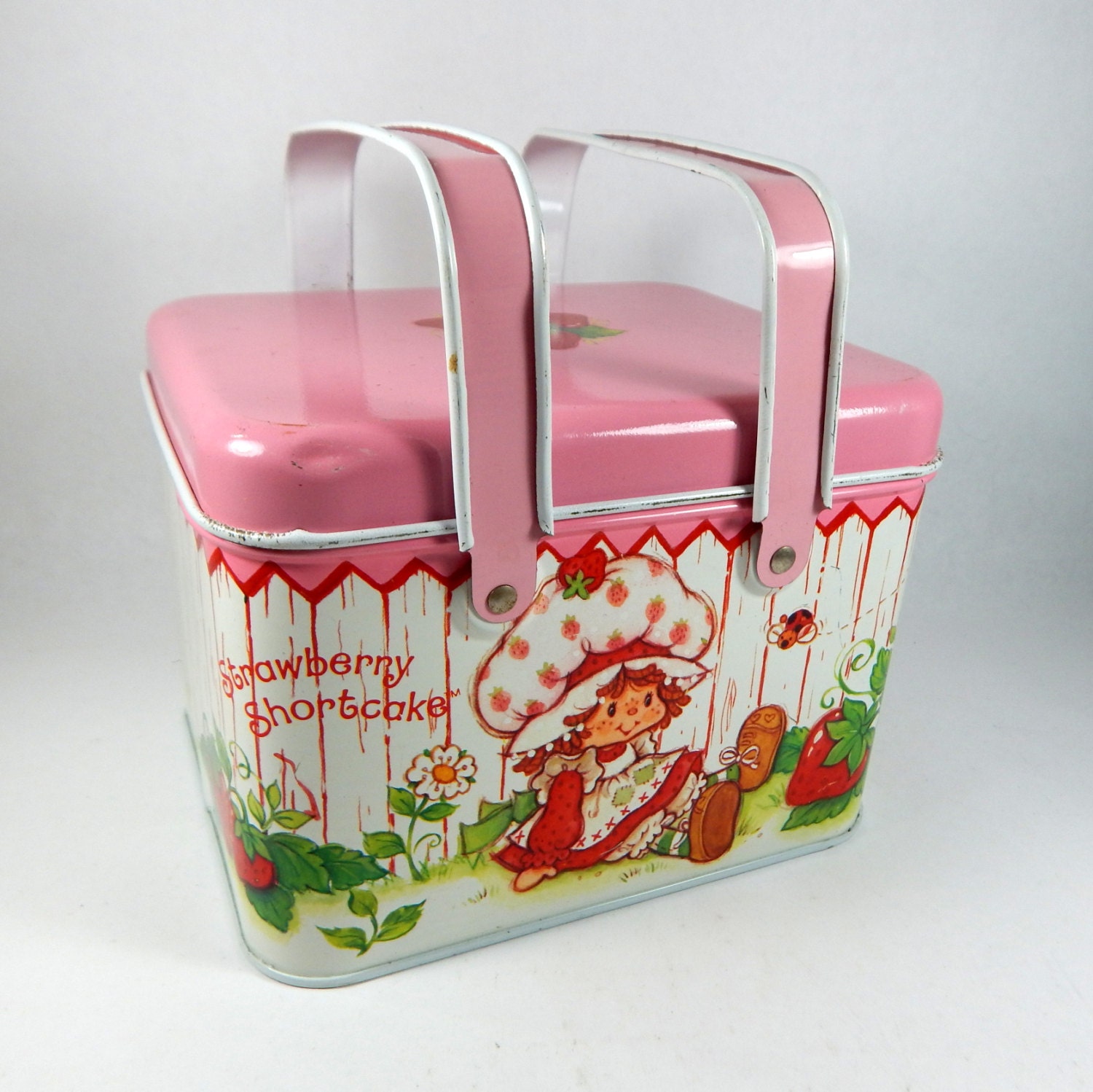 Strawberry Shortcake Tin 1982 Metal Basket by TheJunkinSailor