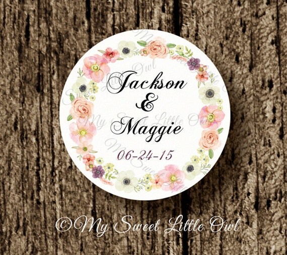 Wedding label wreath wedding sticker wedding thank you tag