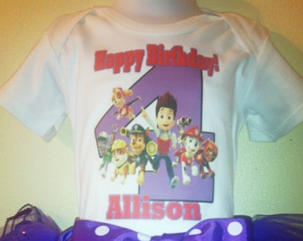 PAW Patrol SHIRT 1T,2T,3T,4T,5T,6T,7T,8T Girl Name + Birth Number