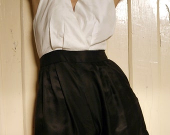 Onyx and Ivory jumpsuit\\ black and white 100% silk playsuit