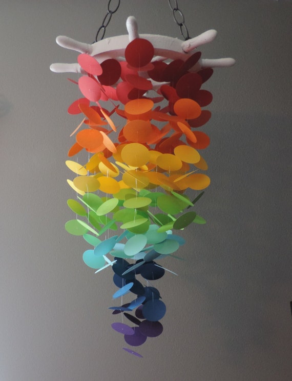 Wood Top Rainbow Mobile by DanglingDreams on Etsy