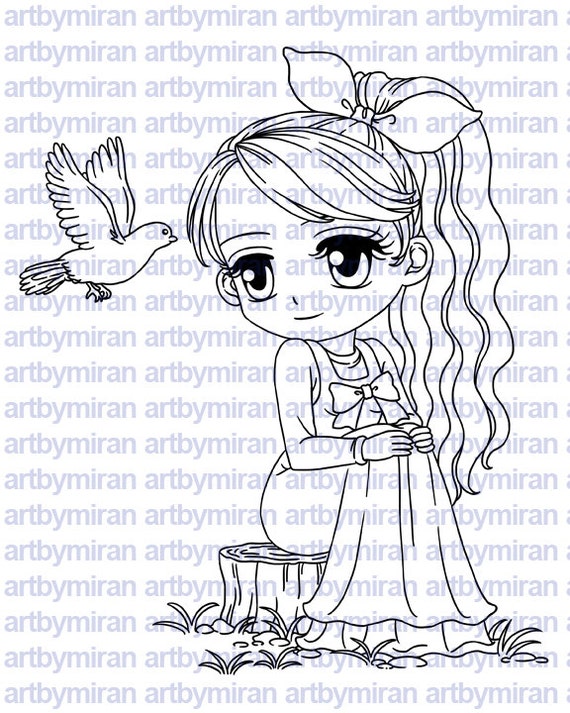 Digital Stamp - Peaceful Thoughts(#227), Digi Stamp, Coloring page, Printable Line art for Card and Craft Supply