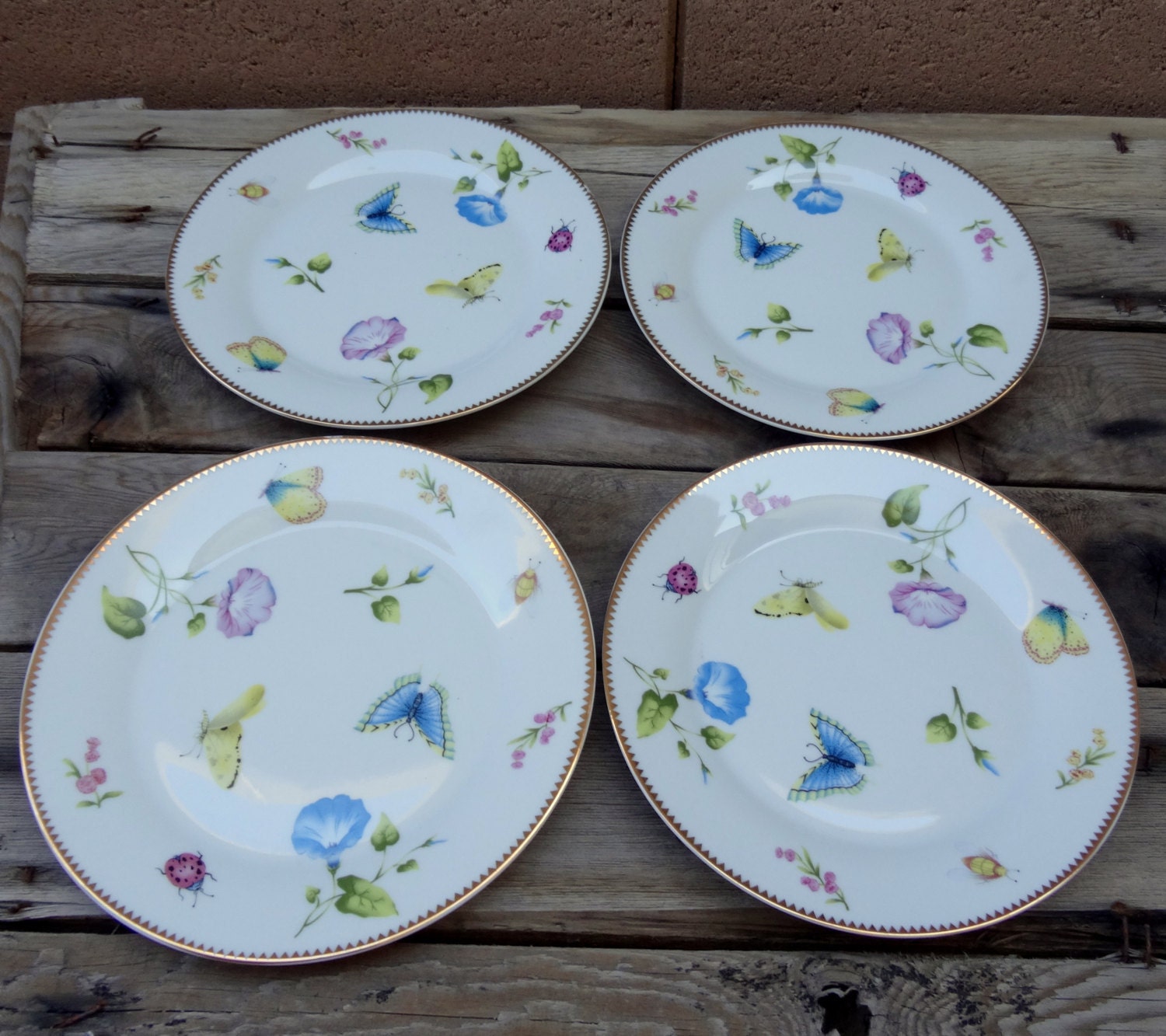 I. Godinger & Co. Morning Glory 4 Dessert Plates Salad