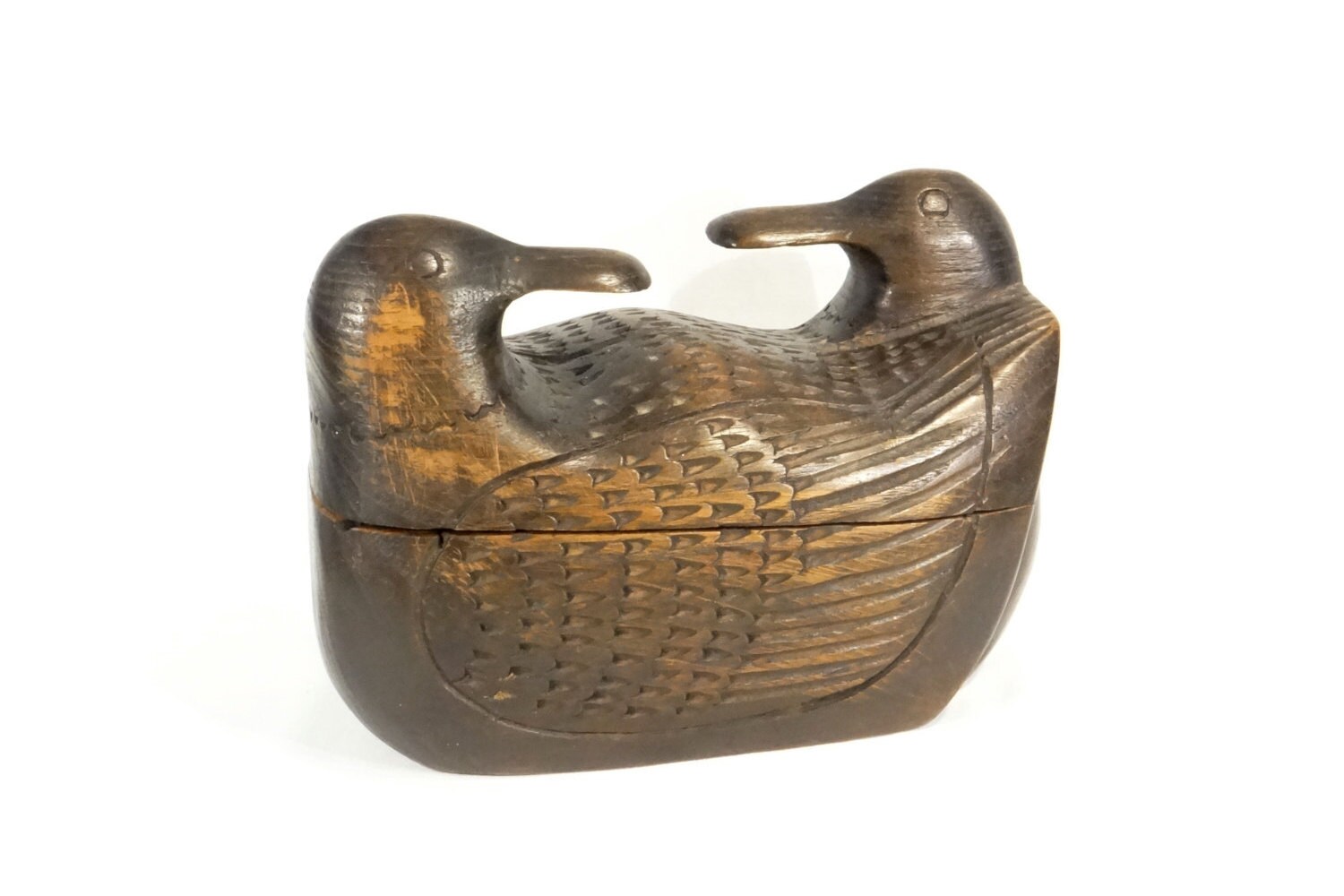 Art Deco Carved Wooden Jewelry Box Duck Trinket Box Colonial Dutch