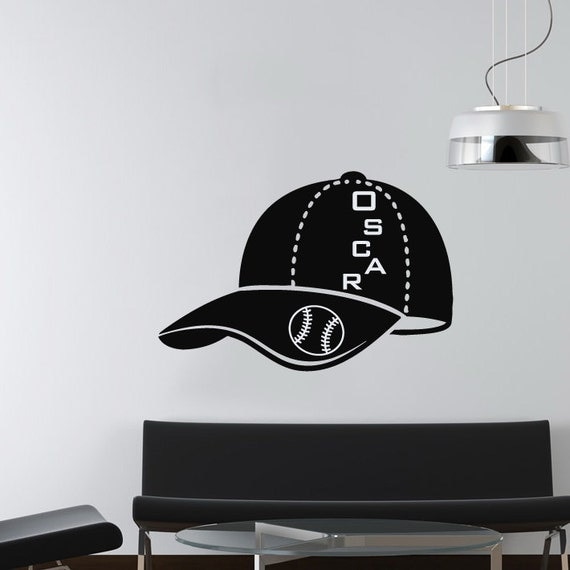Wall Decal Name Personalized Custom Decals Baseball Cap Vinyl