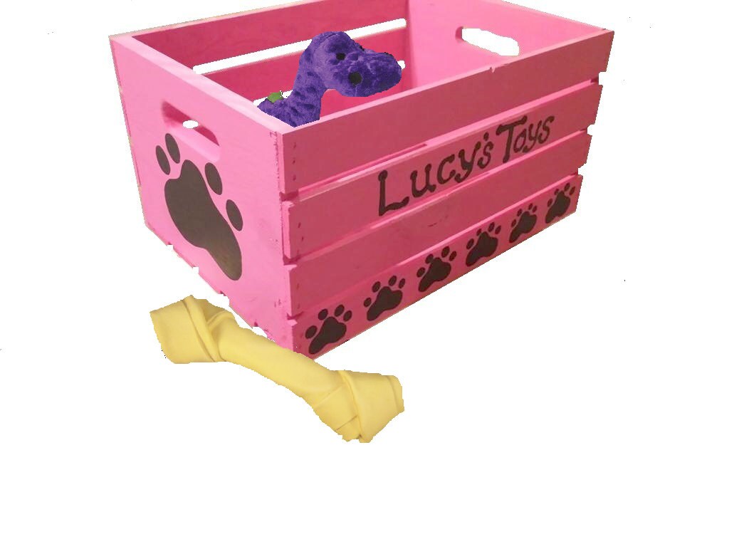 Dog Toy Box Hand Painted Puppy Toy Chest Large by MillerEmporium