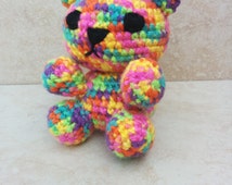 crochet rainbow teddy bear