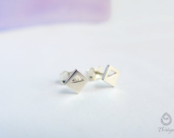 Boucles d'oreille petit cristal en argent - Artisanat - Crystal Silver Earrings - Diamond Stud earrings