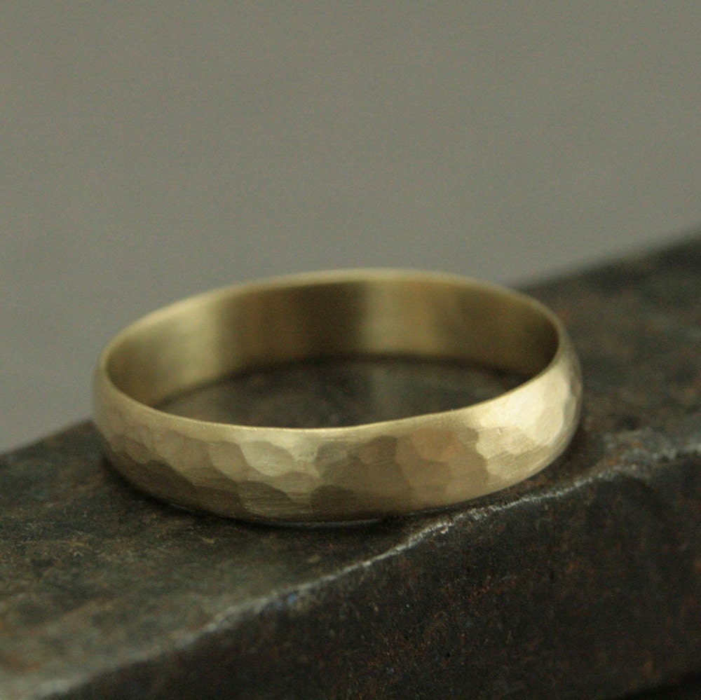 hammered pipe style wedding rings