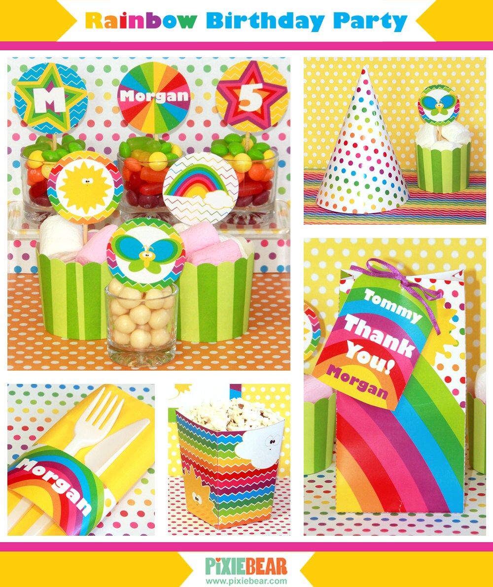 Rainbow Birthday Rainbow Party Rainbow Birthday Printables