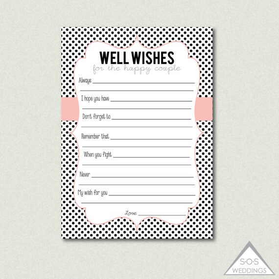 Printable Well Wishes Advice for the Couple by SOSWeddings on Etsy