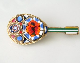 Broche Vintage En Forme De Mandoline - Couleur Argenté - Occasion