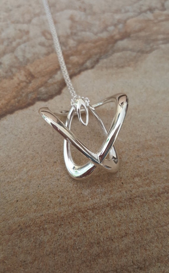 3d Music Necklace - "Guardian" - Original Sterling Silver Pendant - Fifth Octave Harmony - Techniflow Soundstill Series