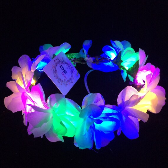 Rainbow-LED flower crown/floral headband light up by TheLUMiShop