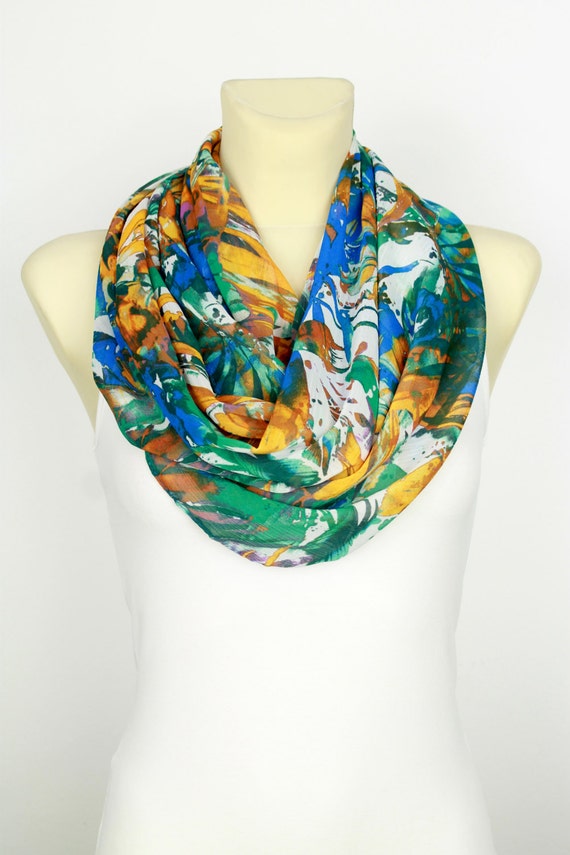 Spring Scarf Infinity Scarf Floral Infinity Scarf Boho Infinity Scarf Mothers Day from Son Grandmother Gift Summer Outdoors, Summer Party