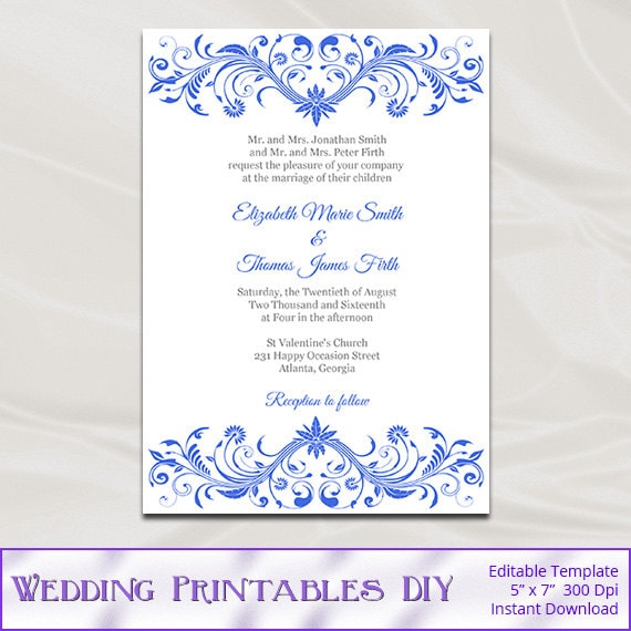 Blue Wedding Invitations Templates 3