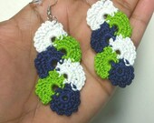 Crochet Dangle Earrings Seattle Seahawks Themed NFL Jewelry Seattle Washington Womens Accessories