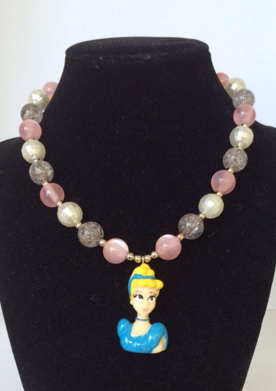 Items similar to Disney Cinderella Necklace - Handcrafted Pink ...