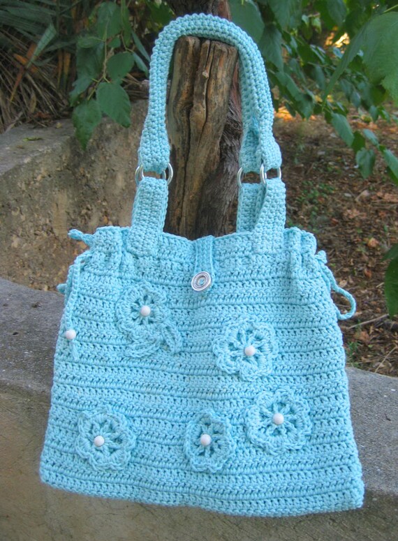 Crochet bag pattern Summer handbag tutorial Turquoise