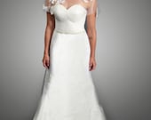 Elegant White A Line Sweetheart Lace Applique featured with crystal belt and detachable lace bolero