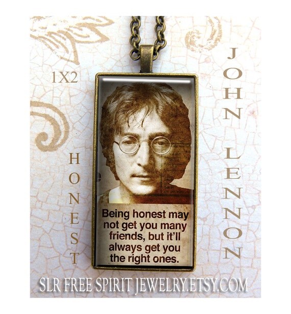 Items similar to John Lennon Quote Necklace, Boho Jewelry, Quote,1x2