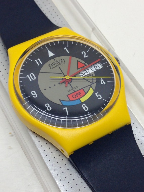 Vintage Swatch Watch Yamaha Racer GJ700 1985 Mint by ThatIsSoFunny