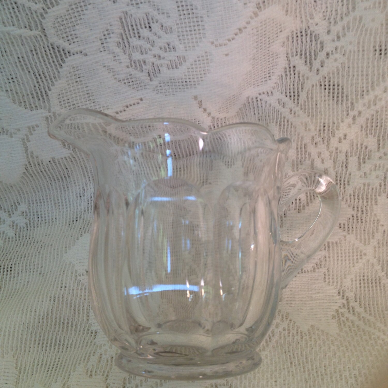 Antique HEISEY Glass Creamer Pitcher Colonial Paneled Style