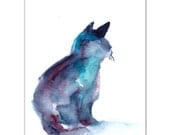 Cat Silhouette Watercolor Painting Art Print, Cat art, Watercolour Modern Art, Blue Cat Silhouette Watercolor Painting Art Print, Cat art, Watercolour Modern Art, Blue