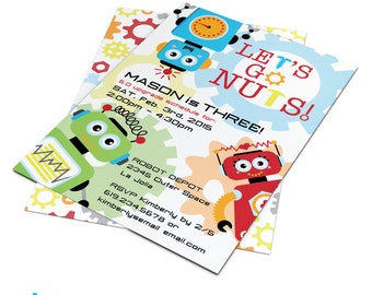 Robot Invitation | Robots | Robot Invite | Robot Birthday | Robot Birthday Party | Custom Printable | Let's Go Nuts Friends