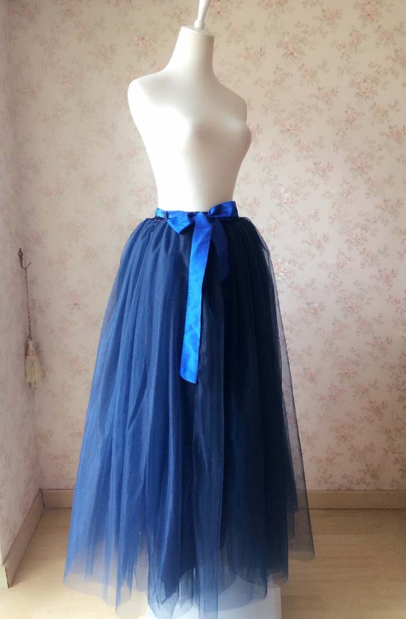 Maxi Skirt In Navy Blue Long Tulle Skirts Women Tutu By Magic1668 2537