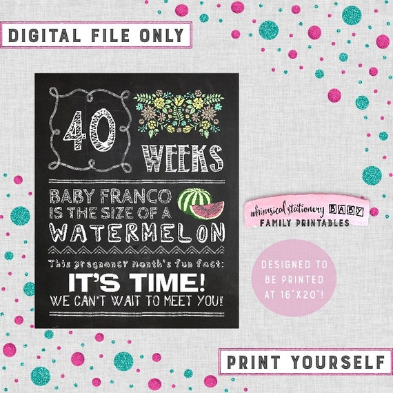 Pregnancy Countdown Printable Posters Flowers