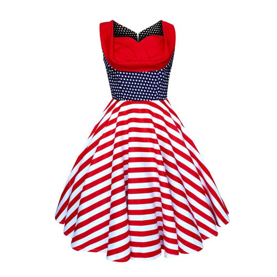 USA American Flag Dress Stars Stripes Vintage Rockabilly