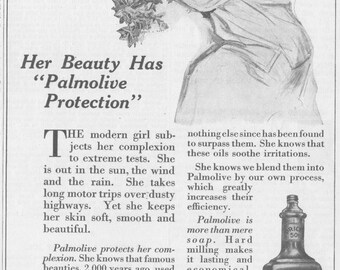Palmolive Soap Matted Advertisement - Original 1910s Vintage Ad - 1913 Youth's Companion - Unusual Wall Decor - Desk Decor - beauty soap -