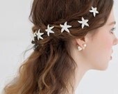 Set of 6 hair pins Starfish hair pin-bridal hair pin-rhinestone hairpin-beach wedding veil pins-hair pins crystal flower hair pin