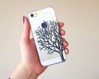 Black Tree iPhone 6 plus case, nature phone case, flexible rubber iphone cover, silicone galaxy case, clear iphone 5 case, soft phone case