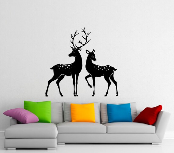 Deer Wall Decal Deer Antlers Vinyl Stickers Wild Animals