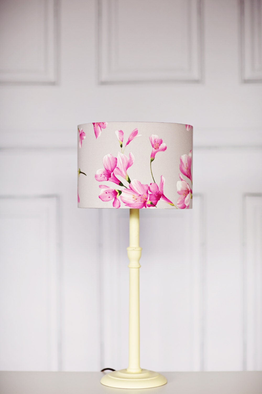 Floral Grey Lamp shade Pink Lampshade Floral lampshade