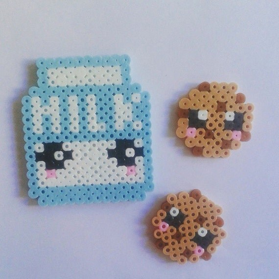 Items similar to Milk and Cookies perler beads breakfast pack on Etsy