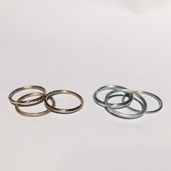 14k Gold Fill Midi Rings; sterling silver band; sterling silver ring ...