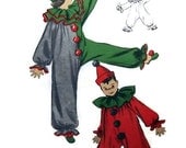 1940s ADVANCE Pattern 707 Clown Costume with Neck Ruffle, Pompons and Hat Child Children Vintage Halloween Party Paper Ephemera Collectible
