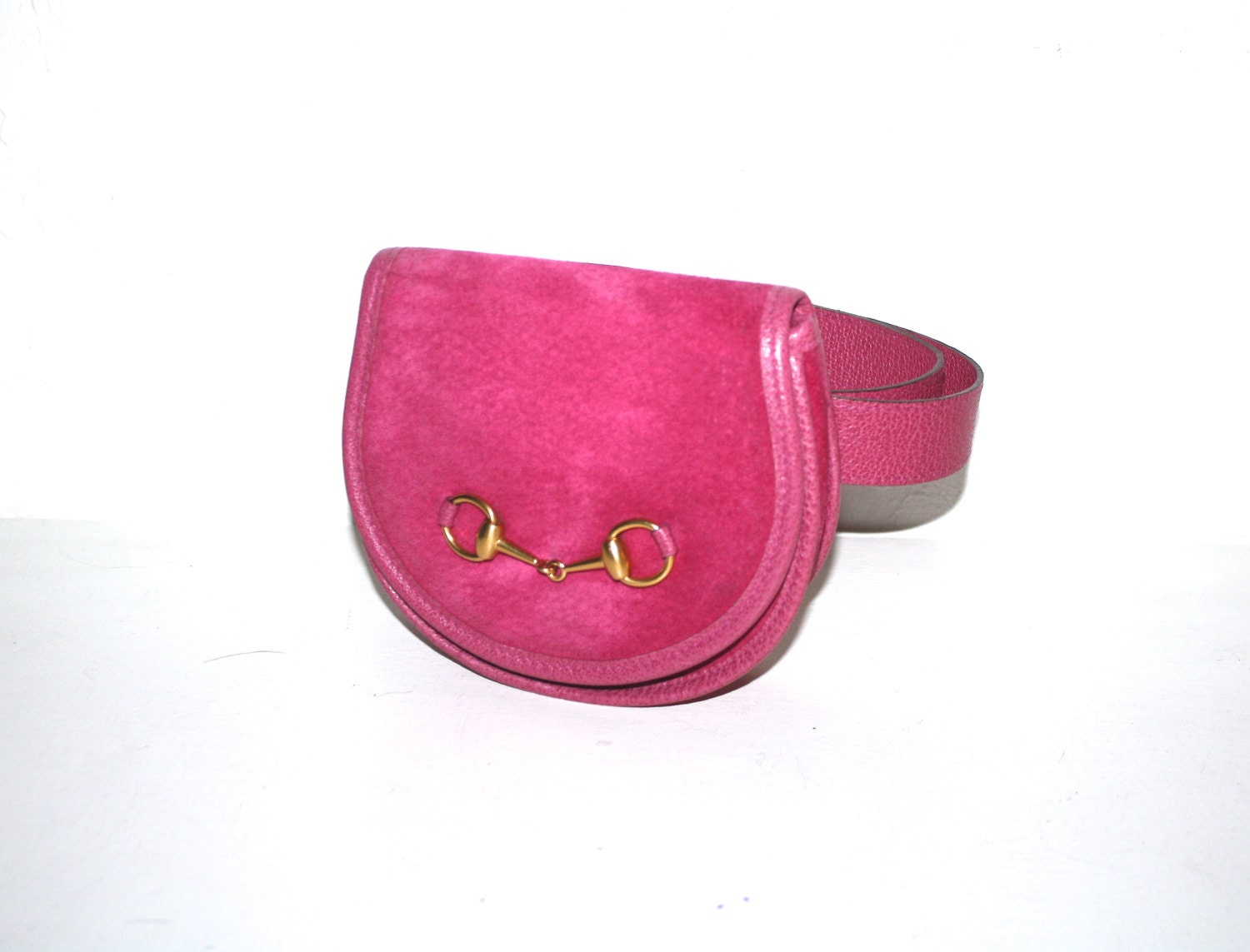 GUCCI Vintage Belt Bag Hot Pink Suede Leather Fanny Pack