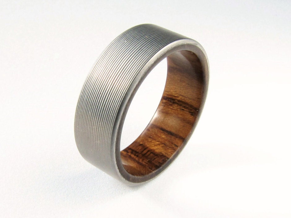 Duality Teak Titanium and Teak Inlay Ring by RichterScaleRings