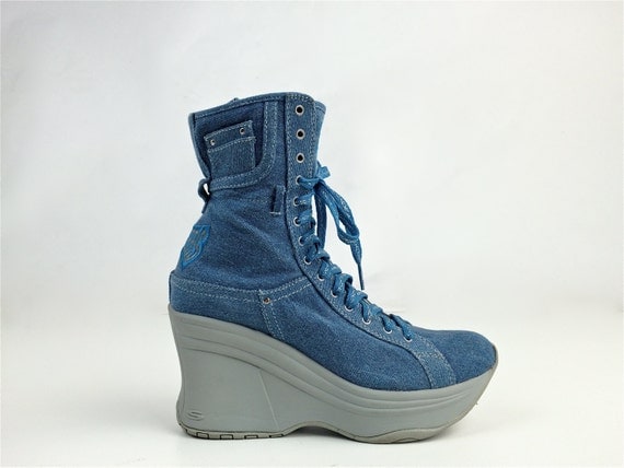 platform denim boots
