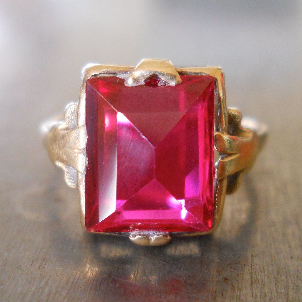 Art Deco Ruby Ring Antique Ruby Ring Unique by AntiqueSparkle