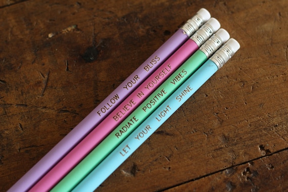Positive Quote Pencils - Pastel Round, Set of 4