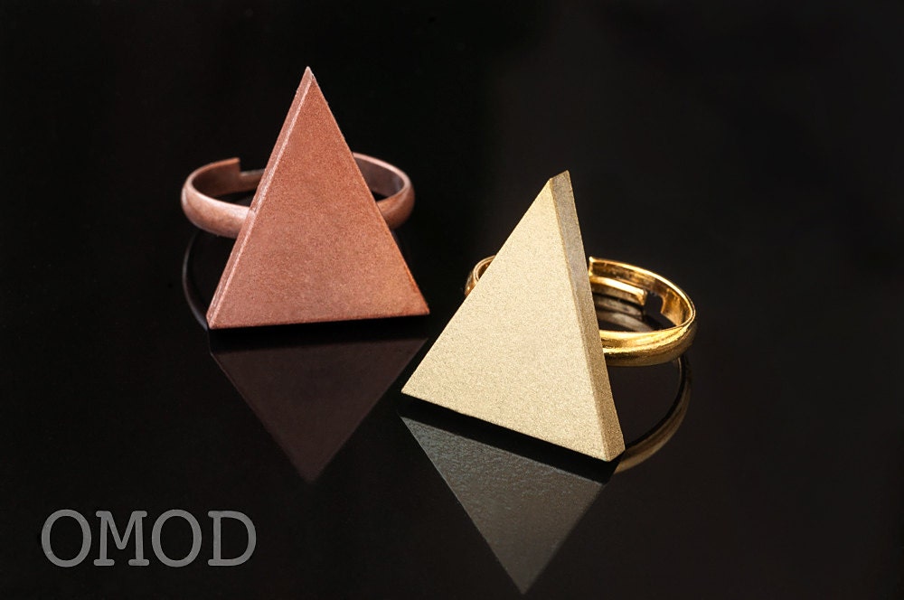 Copper Triangle Rings Triangle Ring, Copper Ring, Gold Ring, Geometric Ring, Modern Ring ...