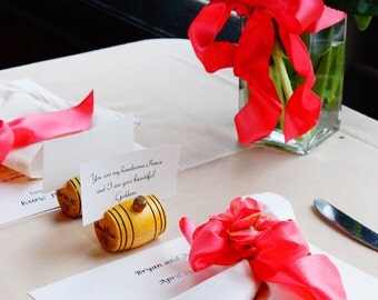 Personalized Wine Barrel Place Card Holders - 2 Sided
