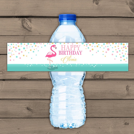 Free Printable Flamingo Water Bottle Labels